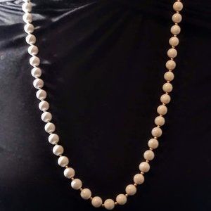 Vintage Signed Monet White Bead Necklace
